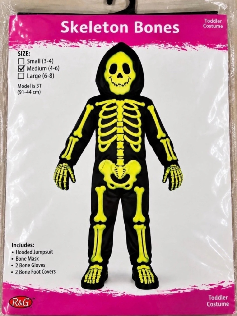R&G Skeleton Bones Skeleton Costume in Black & Green Boys 4T to 6 TLike New